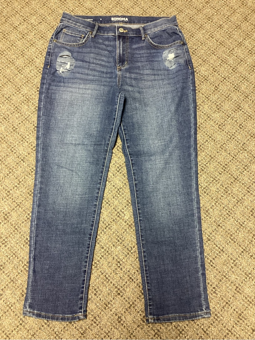 Sonoma Women’s Boyfriend Blue Distressed Jeans * Size 6
